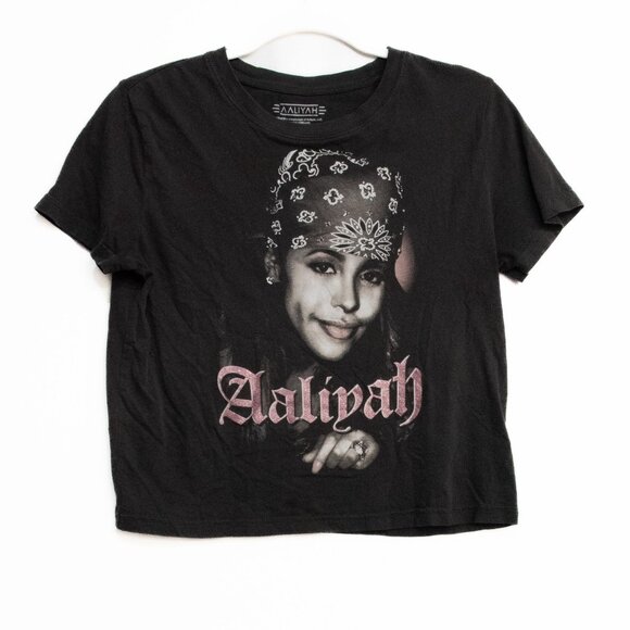Aaliyah Short-Sleeve Black Graphic Tee - Picture 1 of 8